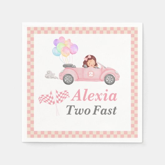 2人のファストピンクのレースカーガールを育てる2日目 スタンダードカクテルナプキン (正面)
