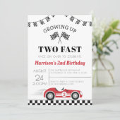 2人のファストレースカー少年2歳の誕生日 招待状 (スタンド正面)