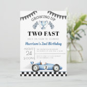 2人のファストレースカー少年2歳の誕生日 招待状 (スタンド正面)