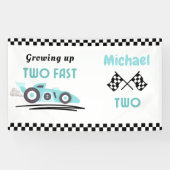 2人のファストレースカー少年2歳の誕生日 横断幕 (横)