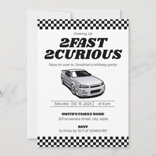 2人のファーストツーハンドルボーイ2人目の誕生日パーティー 招待状 (正面)