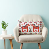 2人のフォークのDalaの馬またはフォークの花柄、白くまたは黒いまたは赤 ランバークッション (椅子)