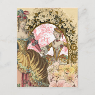 2人のフランスの女性とフレーム ポストカード