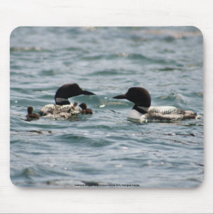 2人のベビーを持つ2羽の水潜り鳥 マウスパッド