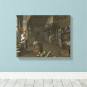 2人のメイドが料理を準備するキッチンインテリア キャンバスプリント (インサイチュ (ウッドフロア))