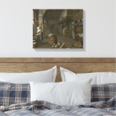 2人のメイドが料理を準備するキッチンインテリア キャンバスプリント (インサイチュ (寝室))