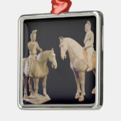 2人のライダー、中国語、唐朝(618-906) (大地 メタルオーナメント (左)