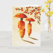 2人のラオスの僧侶 カード (黄色い花)