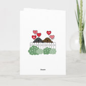 2人のラブラドールが漫画のバレンタインを見る シーズンカード (裏面)