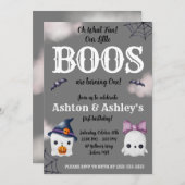 2人のリトルブースが1歳に！ ゴースト1歳誕生日 招待状 (正面/裏面)