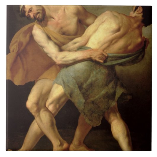 2人のレスリング選手 タイル (正面)