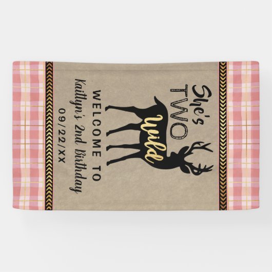 2人のワイルドガールズウッドランドディアー2nd誕生日へようこそ 横断幕 (横)