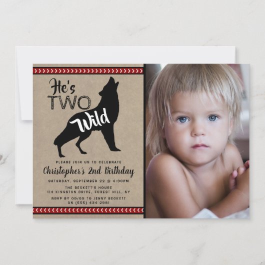 2人のワイルドボーイズ写真第2誕生日パーティの招待状 招待状 (正面)