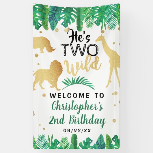 2人のワイルドボーイズ2回目の誕生日パーティーへようこそ 横断幕 (縦)