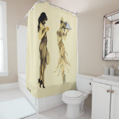 2人のヴィンテージのレトロの女性アールヌーボースタイル シャワーカーテン (インサイチュ)