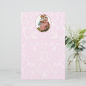 2人のヴィンテージの女読の子が本を読む 便箋 (スタンド正面)