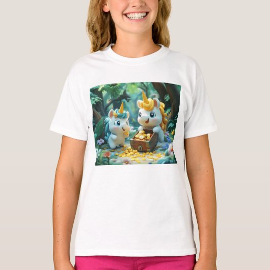 2人の一角獣（宝箱） Tシャツ (正面)