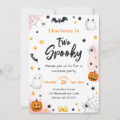 2人の不気味な女の子のピンクのハロウィン2歳の誕生日 招待状 (正面)