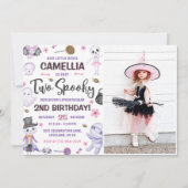 2人の不気味女の子ハロウィーン2nd誕生日の写真 招待状 (正面)