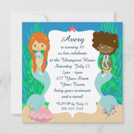 2人の人魚プールパーティー 招待状