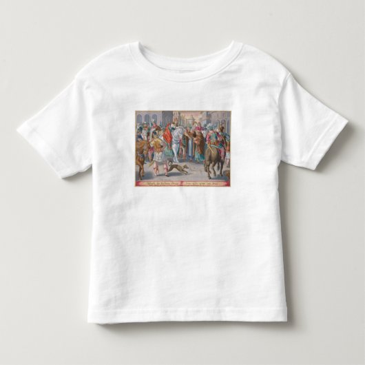 2人の修道士は中国から密輸するカイコをに示します トドラーTシャツ (正面)