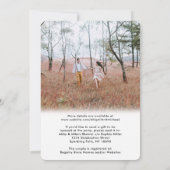 2人の写真で仮想カップルの結婚前お披露目パーティーを郵便で 招待状 (裏面)