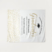 2人の卒業生に対するおめでとう金ゴールド紙吹雪パーティー タペストリー (正面(横))