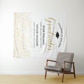 2人の卒業生に対するおめでとう金ゴールド紙吹雪パーティー タペストリー (インサイチュ(横))