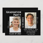 2人の卒業生のための卒業パーティー招待状（写真付き） 招待状 (正面/裏面)