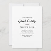 2人の卒業生の写真が一緒の卒業パーティー 招待状 (裏面)