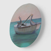 2人の友人が昼夜の時計に乗っている ラージ壁時計 (傾斜)