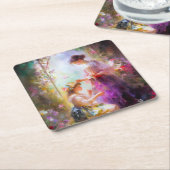 2人の友人 スクエアペーパーコースター (アングル)