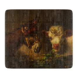 2人の友人（ロバと子羊） （家畜） カッティングボード