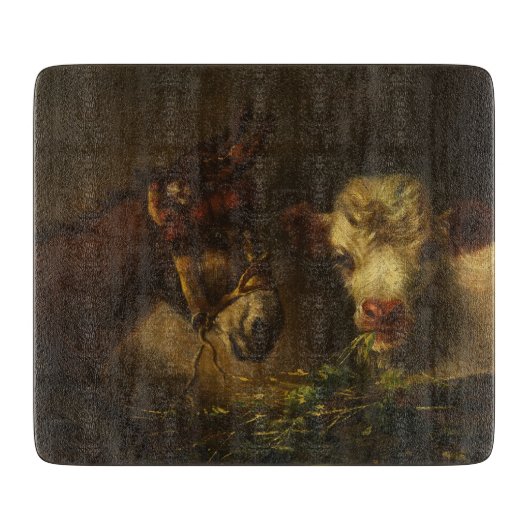 2人の友人（ロバと子羊） （家畜） カッティングボード (正面)