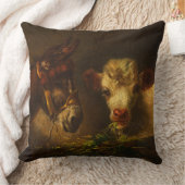 2人の友人（ロバと子羊） （家畜） クッション (ブランケット)