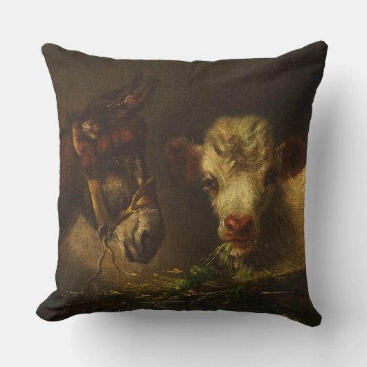 2人の友人（ロバと子羊） （家畜） クッション (正面)