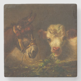 2人の友人（ロバと子羊） （家畜） ストーンコースター