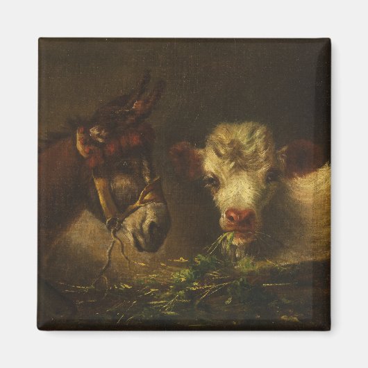 2人の友人（ロバと子羊） （家畜） マグネット (正面)