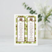 2人の図書記号の森林友人のフクロウ インビテーションポストカード (スタンド正面)