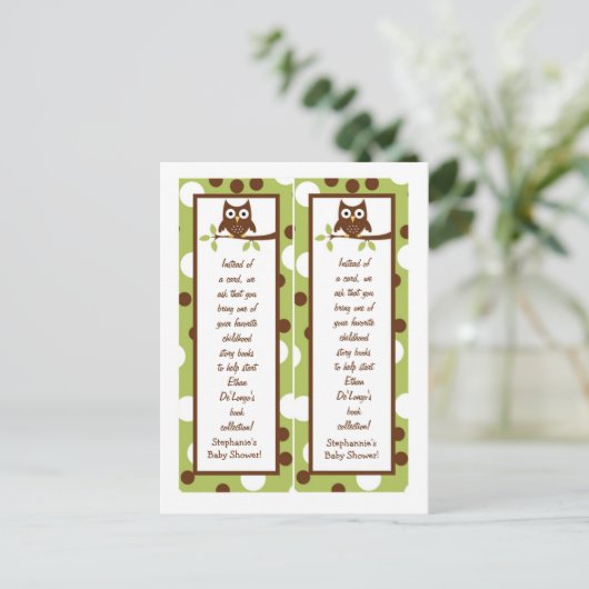 2人の図書記号の森林友人のフクロウ インビテーションポストカード (スタンド正面)