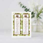 2人の図書記号の森林友人のフクロウ インビテーションポストカード (スタンド正面)