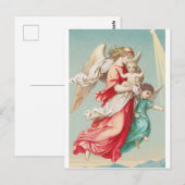 2人の天使が小さな子供を抱える ポストカード (正面/裏面)