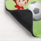 2人の女の子およびサッカーを遊んでいる男の子 マウスパッド (コーナー)