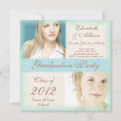 2人の女の子からの卒業のパーティの招待状 招待状 (正面)