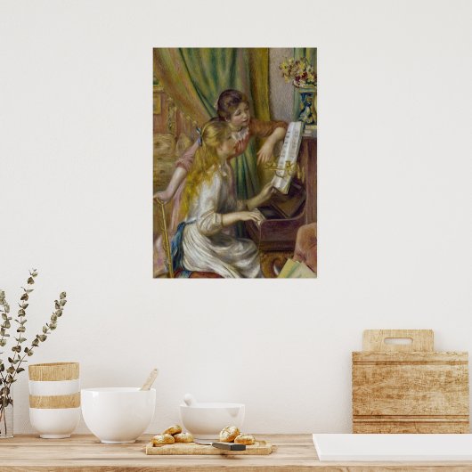 2人の女の子がピアノを弾いている ポスター (キッチン)