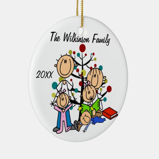 2人の女の子が付いているカップル、男の子のカスタムな休日のオーナメント セラミックオーナメント (右)
