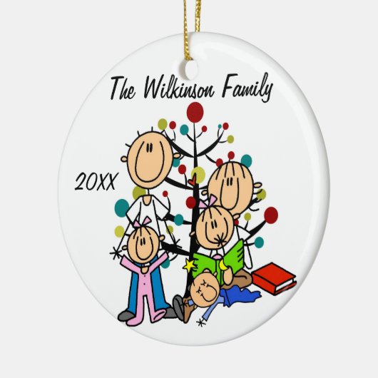2人の女の子が付いているカップル、男の子のカスタムな休日のオーナメント セラミックオーナメント (左)