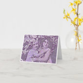 2人の女の子が抱く紫のフレンドカード カード (黄色い花)