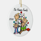 2人の女の子のカスタムな休日のオーナメントが付いているカップル セラミックオーナメント (右)