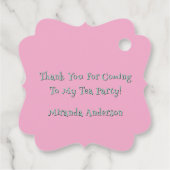 2人の女の子エレガントの誕生日パーティーでお茶 フェイバータグ (裏面)
